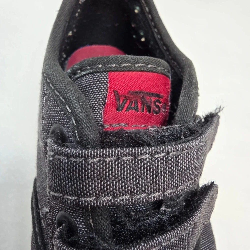 Vans Atwood Sneakers Toddler 8 Black Canvas Hook Loop Strap Good Condition